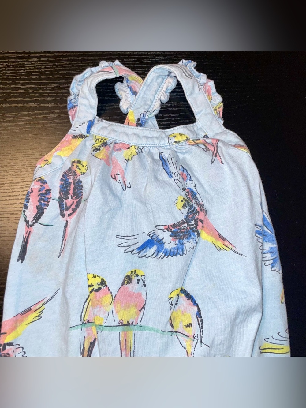 Tea Collection Light Blue Romper with Colorful Parrot Accents - Picture 4 of 5